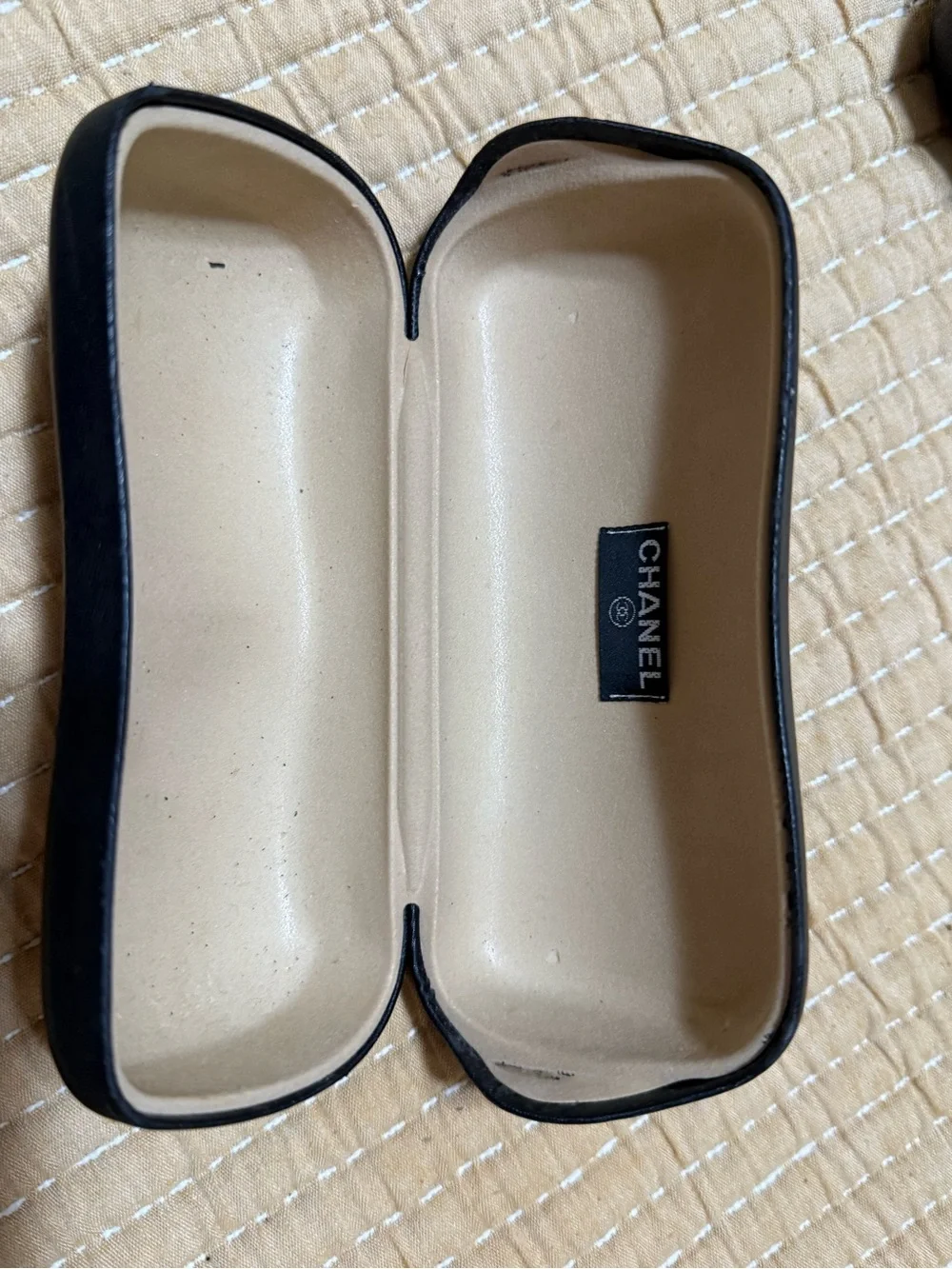 CHANEL Black Hard Sunglasses Case with Embossed Logo